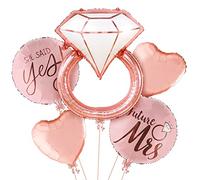 Katchon, Lot de 5 ballons pour enterrement de vie de jeune fille Or rose | Future Mrs Ballon, She Said Yes | Ballons en forme de cœur pour décorations de fiançailles | Fête prénuptiale, mariage
