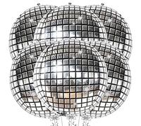 KatchOn, Lot de 6 grands ballons disco argentés - Décorations de fête disco | Ballons disco 4D pour enterrement de vie de jeune fille | Ballons du Nouvel An pour décorations de Nouvel An 2025