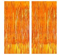 KatchOn, XtraLarge Lot de 2 rideaux de fond à franges orange - Serpentins orange pour décorations de fête de basket-ball, décorations d'anniversaire, décoration de basket-ball | Décorations