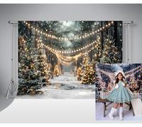 Kate 2,2 x 1,5 m Forêt d'hiver Neige Fond de Photographie de Noël Éclairage d'arbre de Noël Toile de Fond Bokeh Enfants Portrait de Famille Accessoires de Studio Photo