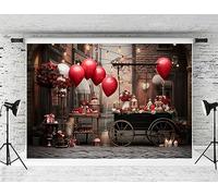 Kate 2.2x1.5m Toile de Fond de Rue De La Saint Valentin Ballons de Fleurs Rouges Thème de l'amour Arrière Plan de Fête Anniversaire Portrait Photo Studio Props Supplies