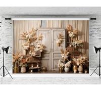 Kate 2.2x1.5m Toile de Fond Photographique Thème Boho Rideau D'arrière Plan Hay Reed Door Backdrop Portrait Professionnel Fond de Scène Studio Props