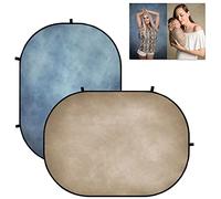 Kate 5x6.5ft/1.5x2m Toile de Fond Pliable Tan Arrière-Plans Double Face Bleu Texture Portrait Toile de Fond Pop up Arrière-Plans Photographie étui de Transport Inclus