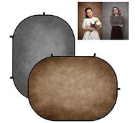 Kate 5x6.5ft/1.5x2m Toile de Fond Pliable Texture Grise Arrière-Plans Double Face Marron Foncé Toile de Fond Portrait Pop up Arrière-Plans Photographie étui de Transport Inclus
