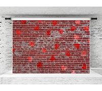 Kate 7x5ft Red Brick Wall Backdrops Heart Shaped Romantic Background Valentine's Day Background Microfiber Backdrops for Photography Studio