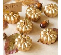Kate Aspen Fall Decor Lot de 6 mini porte-cartes en forme de citrouille dorée, parfaits pour la décoration de table de Thanksgiving, les mariages sur le thème de l'automne, les brunchs de mariée