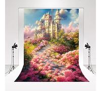 Kate Backdrop Photographie 2 * 2m/6.5 * 6.5ft Toile de Fond Château de Rêve pour la Photographie Toile de Fond en Microfibre pour la décoration d'un Jardin de Fleurs colorées pour Les Portraits