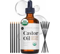 Kate Blanc Cosmetics Huile de ricin bio 100 % pure, pressée à froid, sans hexane, huile naturelle pour cheveux, cils, sourcils, hydratant pour la peau avec kit de démarrage