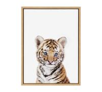 Kate et Laurel Baby Tiger Portrait Framed toile Art mural par Amy Peterson 18x24 Natural Mignon Baby Animal Home Decor
