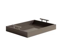 Kate et Laurel Lipton Plateau rectangulaire moderne d coratif 16,5 x 12,25 Plateau de service chic marron et argent pour le rangement, l'organis