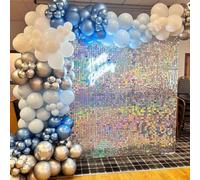 Kate Fond de Paillettes Carrées Fond de Mur Scintillant Square Sequin Shimmer Wall pour Fête d’Anniversaire élégante Contexte du Arrière-Plans de Luxe Accessoires Vidéo Parti Argent Brillant 12PCS