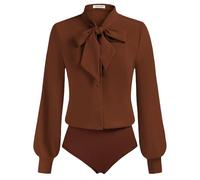 Kate Kasin Combinaison professionnelle décontractée à manches longues pour femme, marron, M