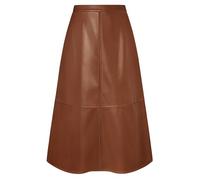 Kate Kasin Jupe en cuir synthétique pour femme - Taille haute - Jupe midi - Jupe d'hiver épaisse et chaude - Élégante, marron, M