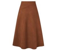 Kate Kasin Jupe Midi en Daim Synthétique pour Femme Taille Haute Élégante Coupe A Brun foncé M