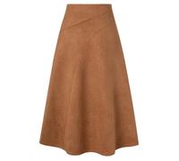 Kate Kasin Jupe Midi en Daim Synthétique pour Femme Taille Haute Élégante Coupe A Brun M