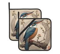 Kate Kingfisher Prints Lot de 2 maniques carrées résistantes à la chaleur 20,3 x 20,3 cm : tissus de qualité, anti-brûlure et faciles à nettoyer