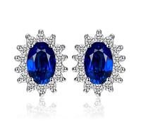 Kate Middleton A Créé Des Boucles D'oreilles En Argent Sterling Saphir Bleu Royal 925 Boucles D'oreilles Couronne De Pierres Précieuses Princesse Diana