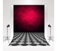 Kate Noir Rouge dégradé de Couleur rétro Abstrait arrière Plan Échiquier Art Photographie Studio Mariage Robe Studio Photographie Prop 2.5x3m/8x10ft