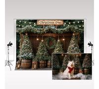 Kate Photographie Toiles de Fond 2,2x1,5m/7x5ft Hiver Arbre de Noël Forêt Paillettes Neige Brun Rustique en Bois Photo Fond Studio Photocall Accessoires