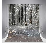 Kate Silver Toile de Fond Scintillante 8x10ft/2.5x3m Décorations intérieures de fête d'anniversaire Toile de Fond de Photographie Fond de Danse de Mariage Accessoires de Cabine Photo