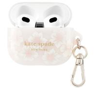 Kate Spade Étui de Protection pour AirPods New York avec Anneau Porte-clés - Rose trémière crème, Compatible avec AirPods 3ème génération