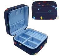 kate spade new york Boîte à bijoux de voyage motif floral bleu marine, petite boîte à bijoux pour organiser bagues, colliers, boucles d'oreilles, lancer de jardin