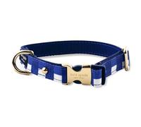 Kate Spade New York Collier mignon pour chien, boucle en métal doré, 29 cm à 38 cm, collier réglable pour chiens femelles ou mâles, collier élégant pour chiens de petite et moyenne races (vichy bleu