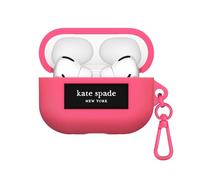 Kate Spade New York Coque pour AirPods Pro 2e/1e génération avec Anneau Porte-clés - Pom Pom Pom Rose Silicone pour AirPods Pro 2e/1e génération