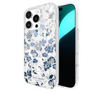 Kate Spade New York Coque pour iPhone 16 Pro, Compatible avec MagSafe, Coque de téléphone Design, Parterre de Fleurs, Pierres Bleues