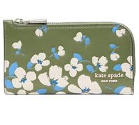 kate spade new york Devin Painterly Bouquet Petit portefeuille fin en cuir lisse gaufré avec support en cèdre Multicolore, Support en cèdre Multi, Taille unique