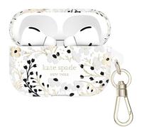 kate spade new york Étui de Protection pour AirPods Pro avec Anneau Porte-clés - Motif Floral Multicolore Noir et Blanc, Compatible avec AirPods Pro 2e/1ère génération
