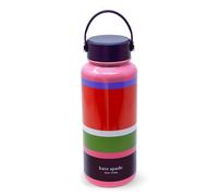 Kate Spade New York Grande bouteille d'eau isotherme en acier inoxydable - 950 ml - Gobelet de voyage à double paroi avec couvercle - Motif à rayures - Sunny Day