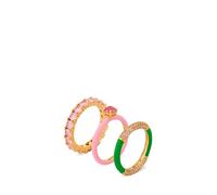 Kate Spade New York Hint of Shimmer Ensemble de bagues empilables en métal plaqué, oxyde de zirconium, taille 8