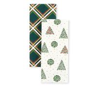 Kate Spade New York Holiday Confetti & Acrobat Lot de 2 torchons de Cuisine 100% Coton avec imprimé métallique, Non Pelucheux et absorbants, crème/Vert, 43,2 x 71,1 cm