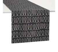KATE SPADE NEW YORK in The Loop & Joy Dot Chemin de Table réversible 100 % Coton, Lavable en Machine, Noir/Beige, 38,1 x 274,3 cm