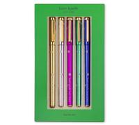 kate spade new york Lot de 5 stylos à pointe fine en plastique métallique coloré, stylos à encre colorée à pointe fine pour une écriture et un journal précis, pois métalliques