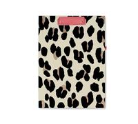 Kate Spade New York Porte-bloc A4 imprimé léopard avec clip discret, bloc-notes ligné, boucle pour stylo et poche, félin forestier