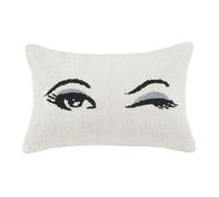 Kate Spade New York Wink Decorative Pillow, 14" x 20" Throw Pillow for Bed Or Sofa, Textured Cotton and Polyester Blend Cover, White