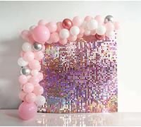 Kate Square Sequin Shimmer Wall Backdrop Panneau de décorations pour bébé Nouveau-né,Anniversaire,Mariage,Anniversaire,fiançailles et enterrements de Vie de Jeune Fille (24 PCS Rose Magique)