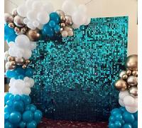 Kate Square Sequin Shimmer Wall Backdrop Panneau de décorations pour bébé Nouveau-né,Anniversaire,Mariage,Anniversaire,fiançailles et enterrements de Vie de Jeune Fille(24 PCS Lake Blue)