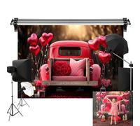 Kate Toile de fond de Saint-Valentin 3 x 2,5 m - Camion cœur ballon rose imprimé par ordinateur - Accessoires de studio photo et vidéo