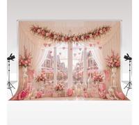 Kate Toile de Fond Photo 7x5ft Saint Valentin Paris Fenetre Coeurs Fleurs
