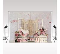 Kate Toile de Fond Photographie Fleur Rose Décoration pour Bébé 1er Anniversaire Fête 3x3m Gril Princesse Accessoires de Fête d'anniversaire 1er Anniversaire Photo Studio Fond Mariage Photo Booth