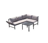 KATEA - Salon de jardin bas avec canapé inclinable gris foncé