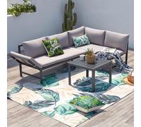 Katea salon de jardin bas avec canapé inclinable gris foncé