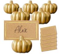 Kateaspen Lot de 6 Porte-Cartes en Forme de Citrouille Doré