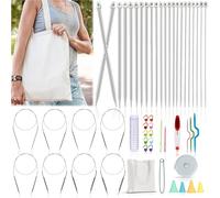 Katech Aiguilles à Tricoter Circulaires Fixes 2,5-10,0mm, 80cm Aiguille Circulaire Tricot en Rond et Plat, Kit Tricot Debutant, 11 Paires 2,0-8,0mm 25cm Aiguilles Tricot Pulll/Bonnet/Écharpe/Châle