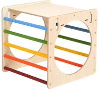 KateHaa Activity Cube en bois aux couleurs de l'arc-en-ciel | Structure / Cadre d'escalade d'intérieur pour enfants | Jouets Montessori