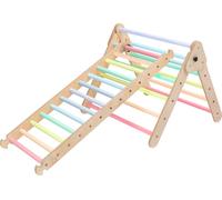 KateHaa Triangle d'escalade en bois avec échelle aux couleurs pastel | Structure / Cadre d'escalade d'intérieur pour enfants | Jouets Montessori