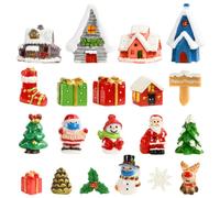 KATELUO 20 Pièces Noël Miniature Ornament Kits, Ornements Miniatures de Noël, en Résine Figurines, Bonhomme Neige,Père Noël,Sapins Figurine Père pour Garden/Party/ Decor